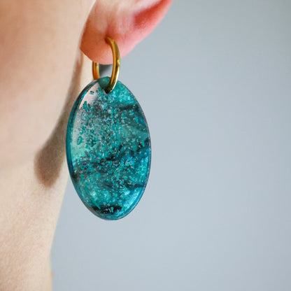 Emu Egg Hoop Earrings - Mini Bird Egg Series