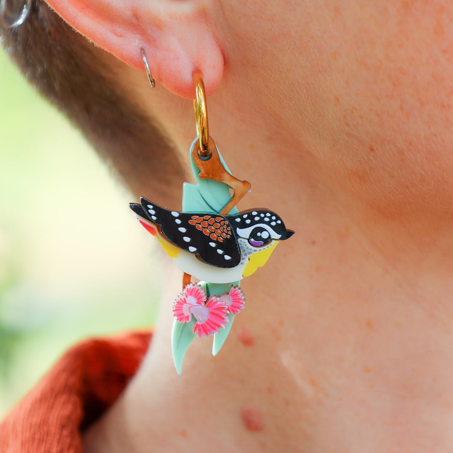 NEW: Spotted Pardalote - Handmade Acrylic Bird Earrings