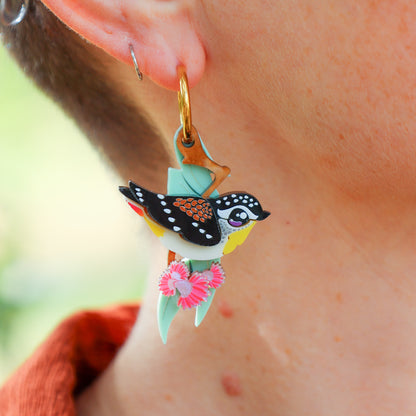 NEW: Spotted Pardalote - Handmade Acrylic Bird Earrings