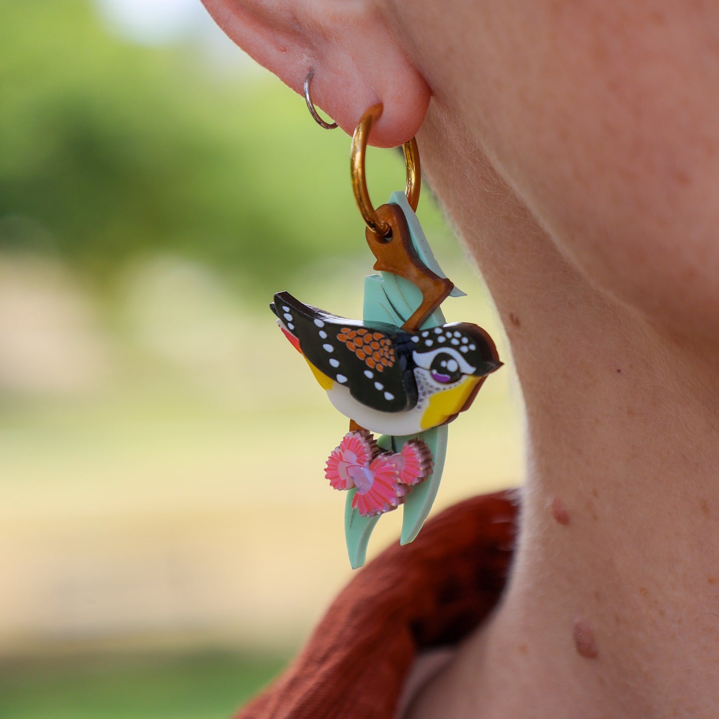NEW: Spotted Pardalote - Handmade Acrylic Bird Earrings