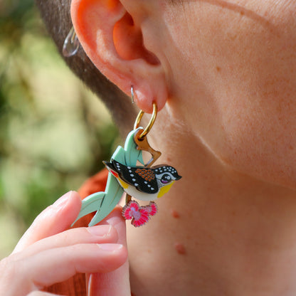 NEW: Spotted Pardalote - Handmade Acrylic Bird Earrings