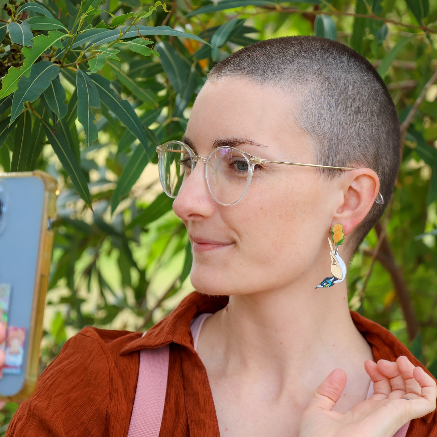 NEW: Blue-Faced Honeyeater - Handmade Acrylic Bird Earrings