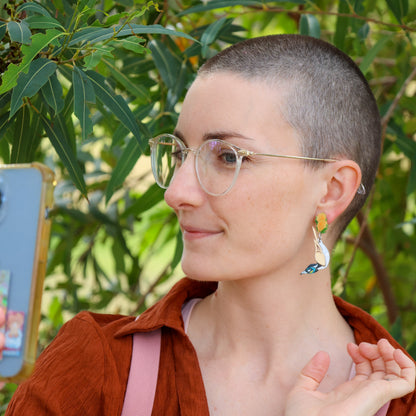 NEW: Blue-Faced Honeyeater - Handmade Acrylic Bird Earrings