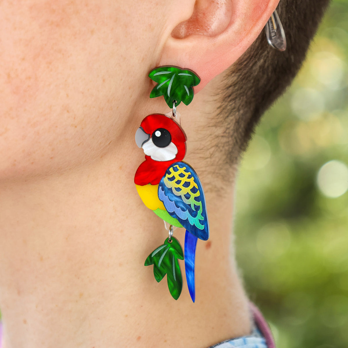 Eastern Rosella Earrings - Statement Bird Earrings