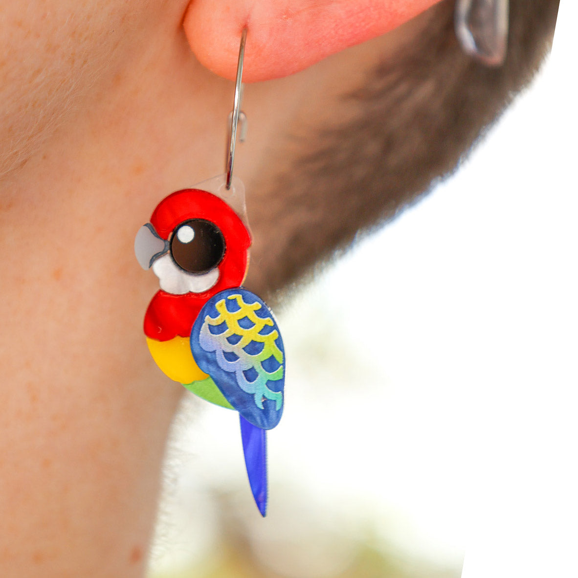 Eastern Rosella Studs - Statement Bird Earrings