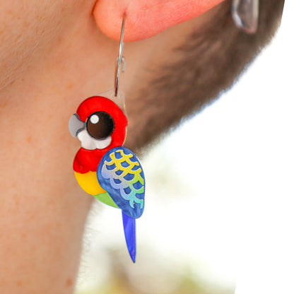 Eastern Rosella Studs - Statement Bird Earrings