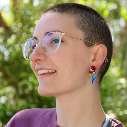 Eastern Rosella Studs - Statement Bird Earrings