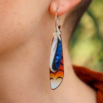 Foraged Feathers - Laughing Kookaburra - Handmade Statement Bird Earrings