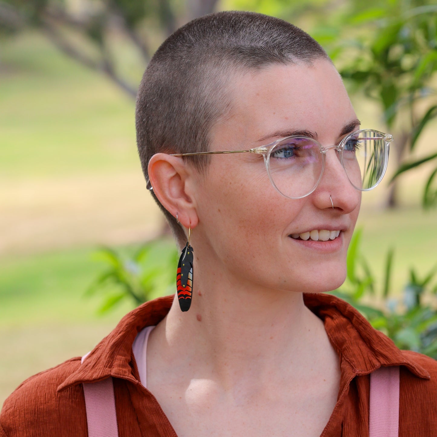 Foraged Feathers - Red-Tailed Black Cockatoo - Handmade Statement Bird Earrings