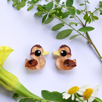 BINKABU Mallard Duckling Handmade Acrylic Bird Earrings