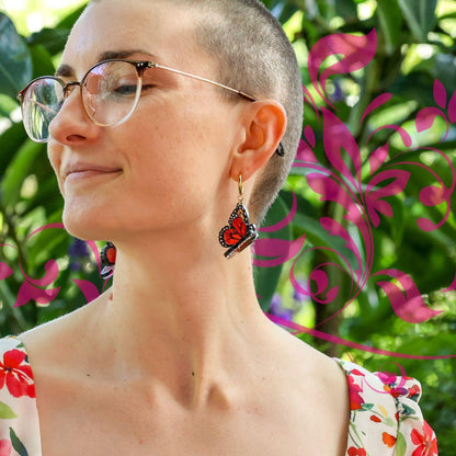 The Monarch - 3D Butterfly Hoop Earrings - Handmade Acrylic Jewellery