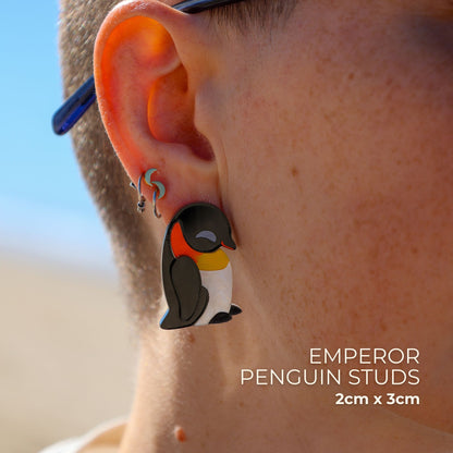 BINKABU Emperor Penguin Studs handmade acrylic bird earrings