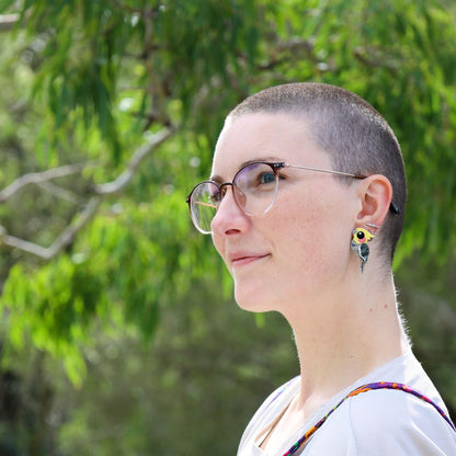 BINKABU Grey Cockatoo handmade acrylic bird earrings