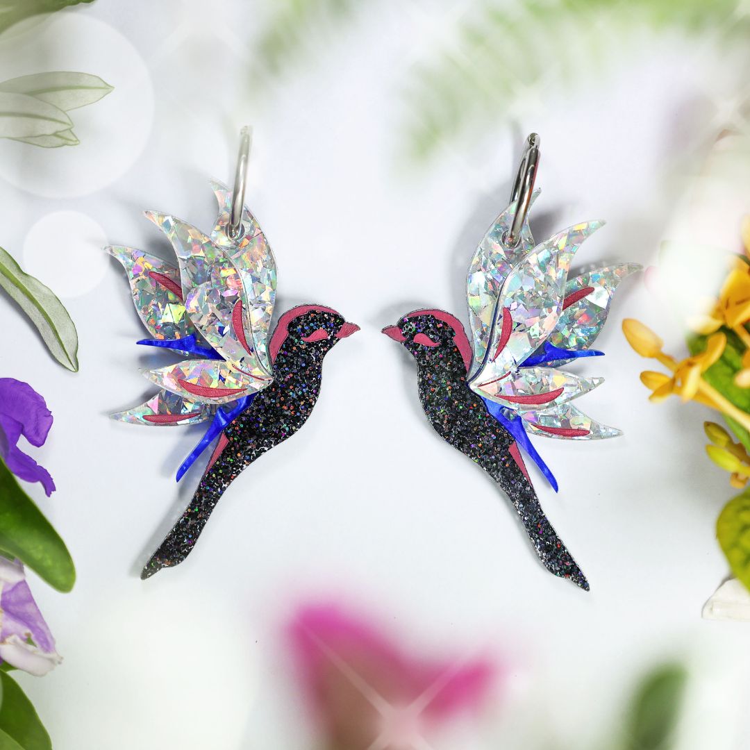 December 20 - Holographic Bird of Paradise Earrings - 2025 Advent Calendar PREORDER