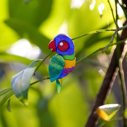 BINKABU Rainbow Lorikeet Studs handmade acrylic bird earrings