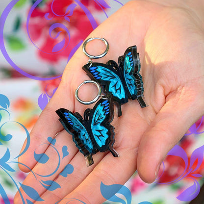 The Ulysses - 3D Butterfly Hoop Earrings - Handmade Acrylic Jewellery