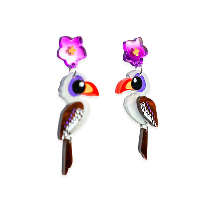 Red-Billed Hornbill Dangle/Hoop Earrings - Birds of Africa