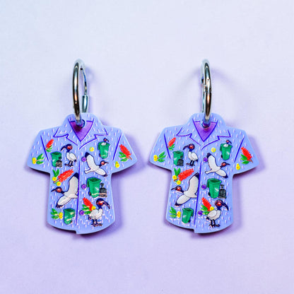 Bird Shirt Hoop Earrings - The Bin Chicken Print - 2026 Birthday Collection