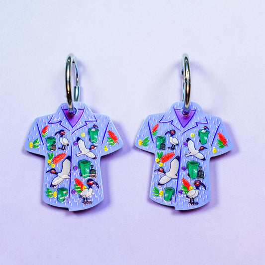Bird Shirt Hoop Earrings - The Bin Chicken Print - 2026 Birthday Collection