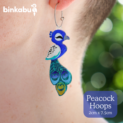Peacock Studs - Statement Bird Earrings
