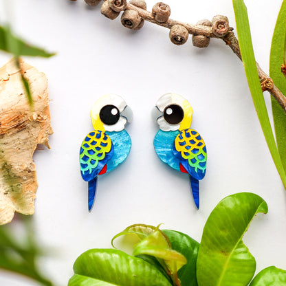 BINKABU Pale-Headed Rosella handmade acrylic bird earrings