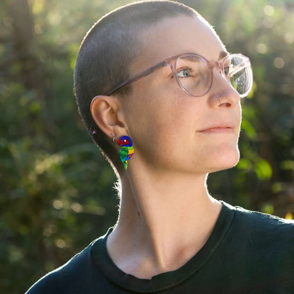 BINKABU Rainbow Lorikeet Studs handmade acrylic bird earrings