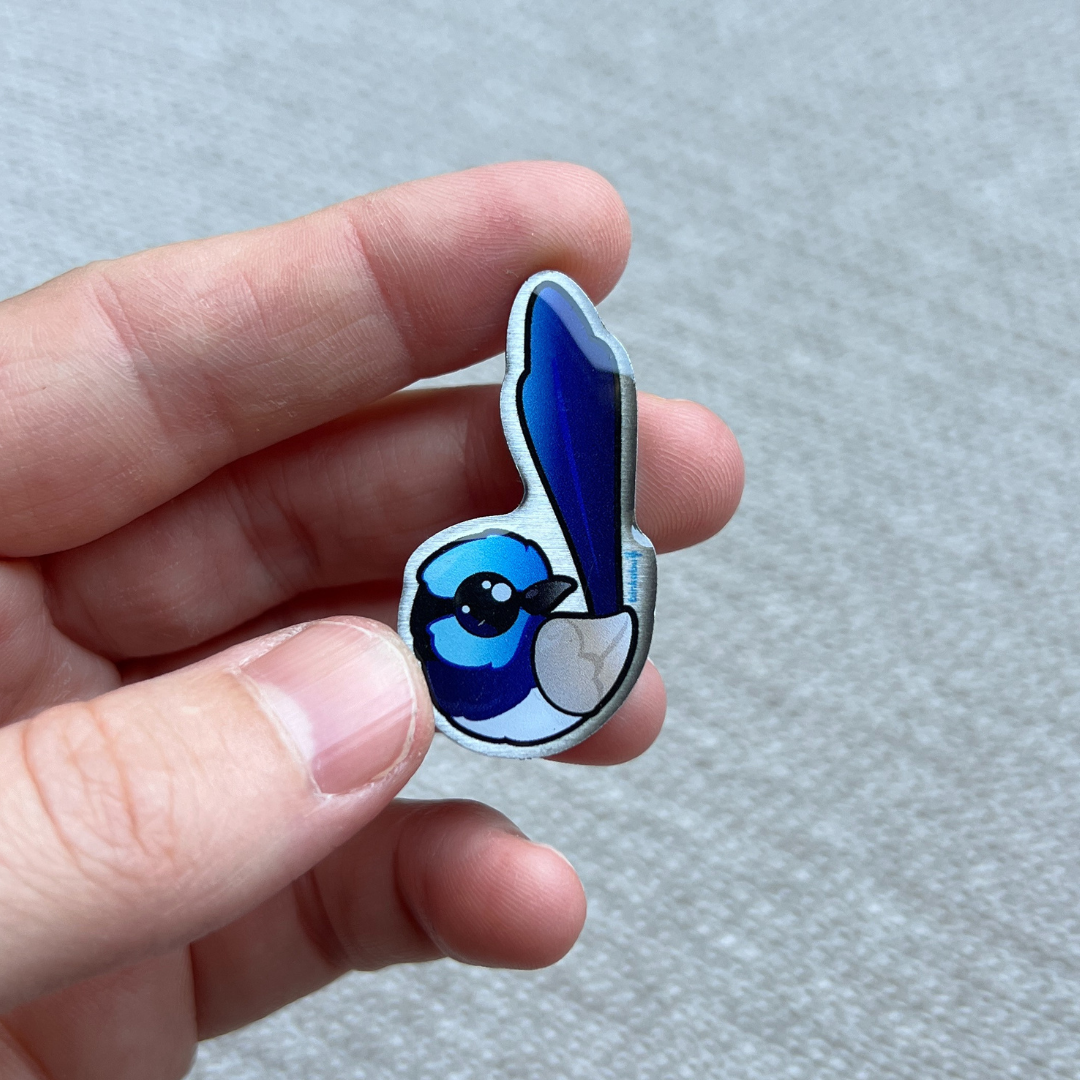 Metal Pin Badge - Superb Fairywren (male) - Statement Bird Accessories