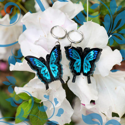 The Ulysses - 3D Butterfly Hoop Earrings - Handmade Acrylic Jewellery