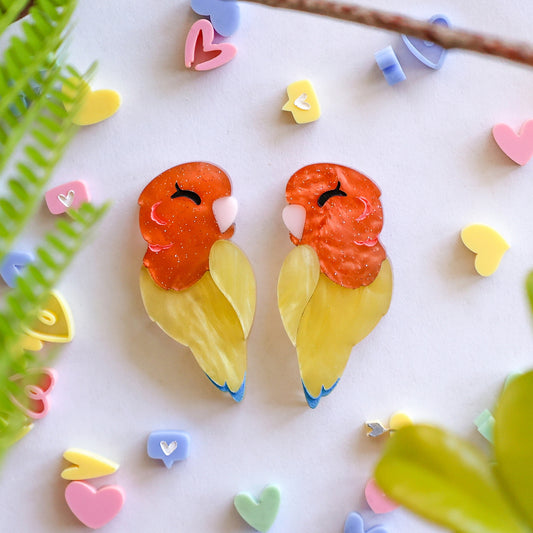 Peach-Faced Lovebird (Lutino) Earrings - Birds of Africa