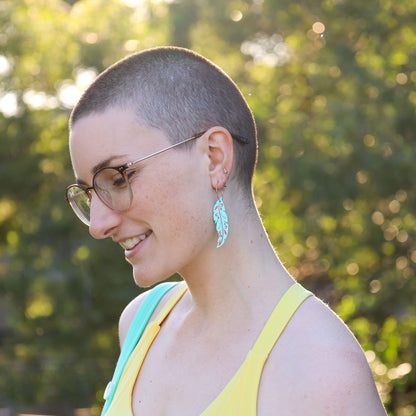 BINKABU Funky Feathers - Mint handmade acrylic bird earrings