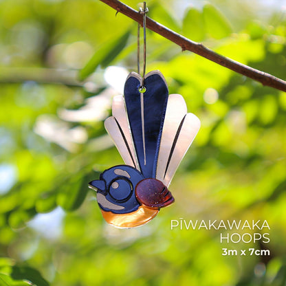 BINKABU Pīwakawaka Hoops handmade acrylic bird earrings