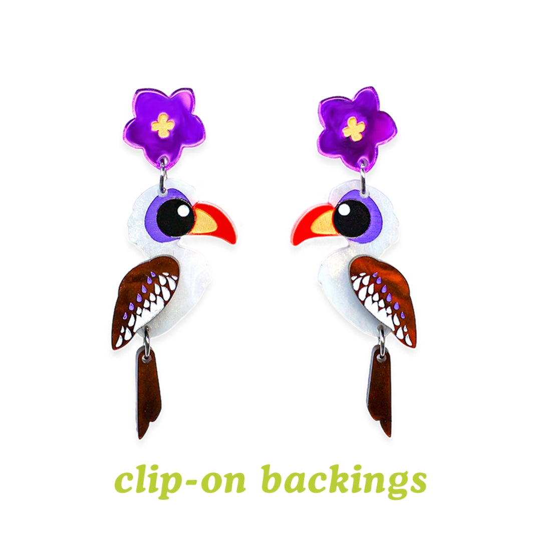 Red-Billed Hornbill Dangle/Hoop Earrings - Birds of Africa