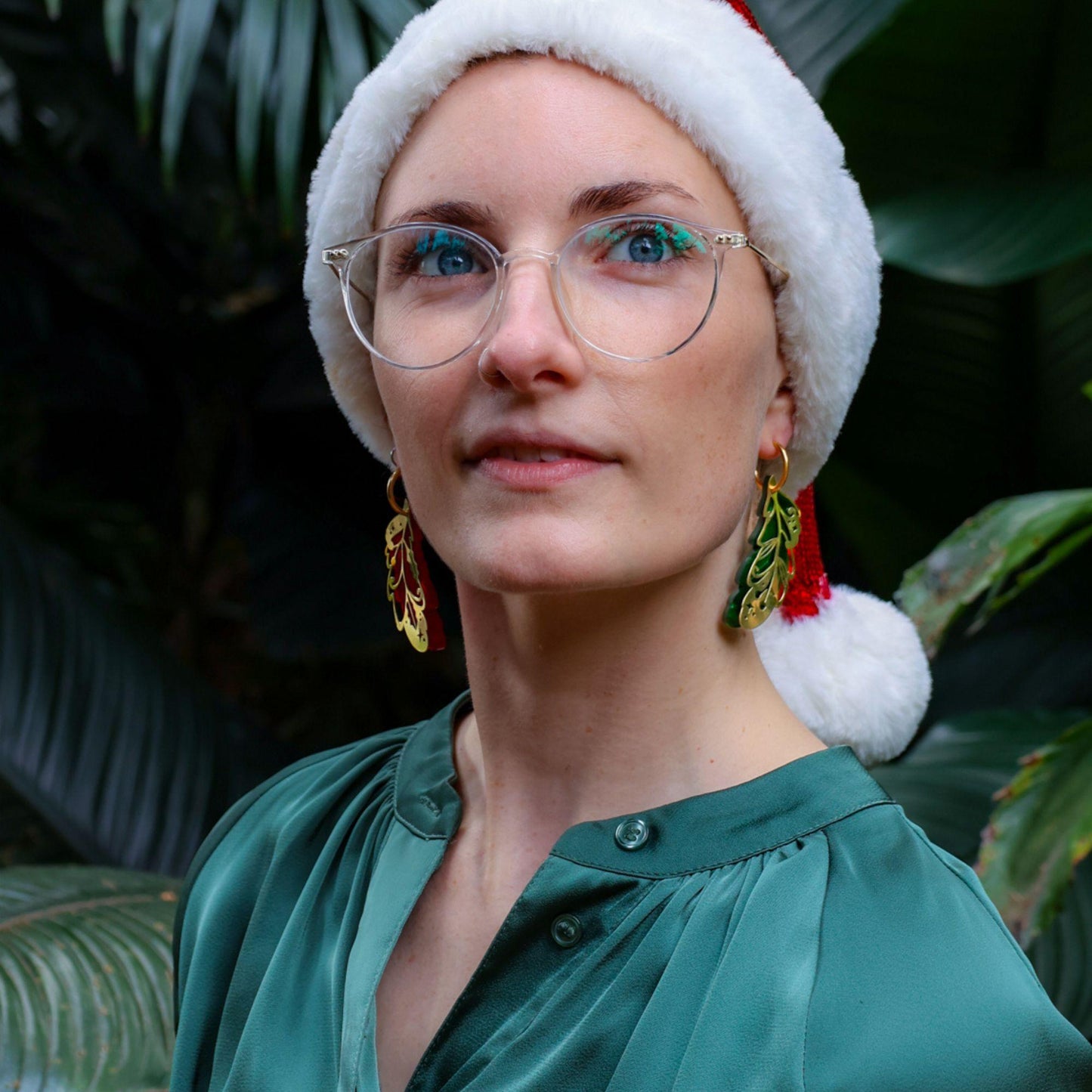 LIMITED EDITION: Mismatched Christmas Feathers - 2-in-1 Hoop Earrings - 2025 Christmas Collection