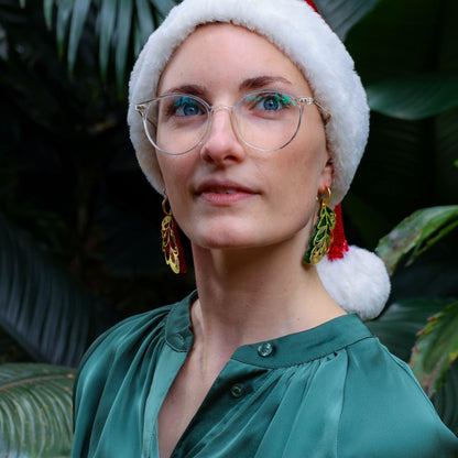 LIMITED EDITION: Mismatched Christmas Feathers - 2-in-1 Hoop Earrings - 2025 Christmas Collection