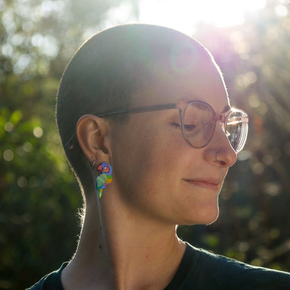 BINKABU Rainbow Lorikeet Studs handmade acrylic bird earrings