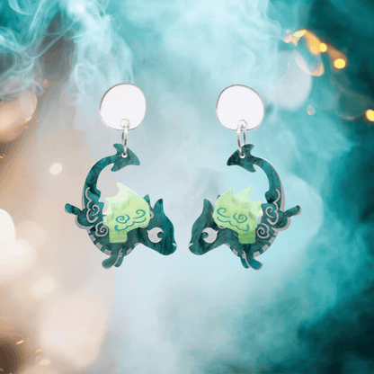 SPICE & DRAGONS - 3D 'Galaxa' Dangles - Handmade Acrylic Dragon Earrings