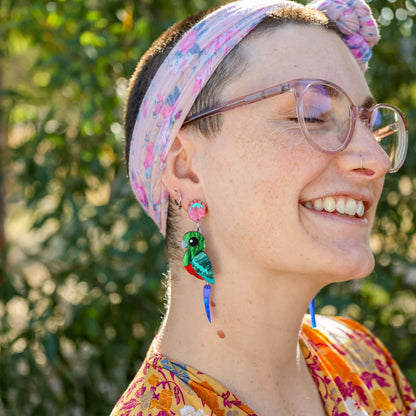 BINKABU King Parrot handmade acrylic bird earrings