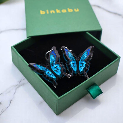 The Ulysses - 3D Butterfly Hoop Earrings - Handmade Acrylic Jewellery