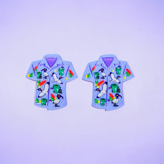 Bird Shirt Stud Earrings - The Bin Chicken Print - 2026 Birthday Collection