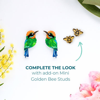 BINKABU Rainbow Bee-Eater handmade acrylic bird earrings