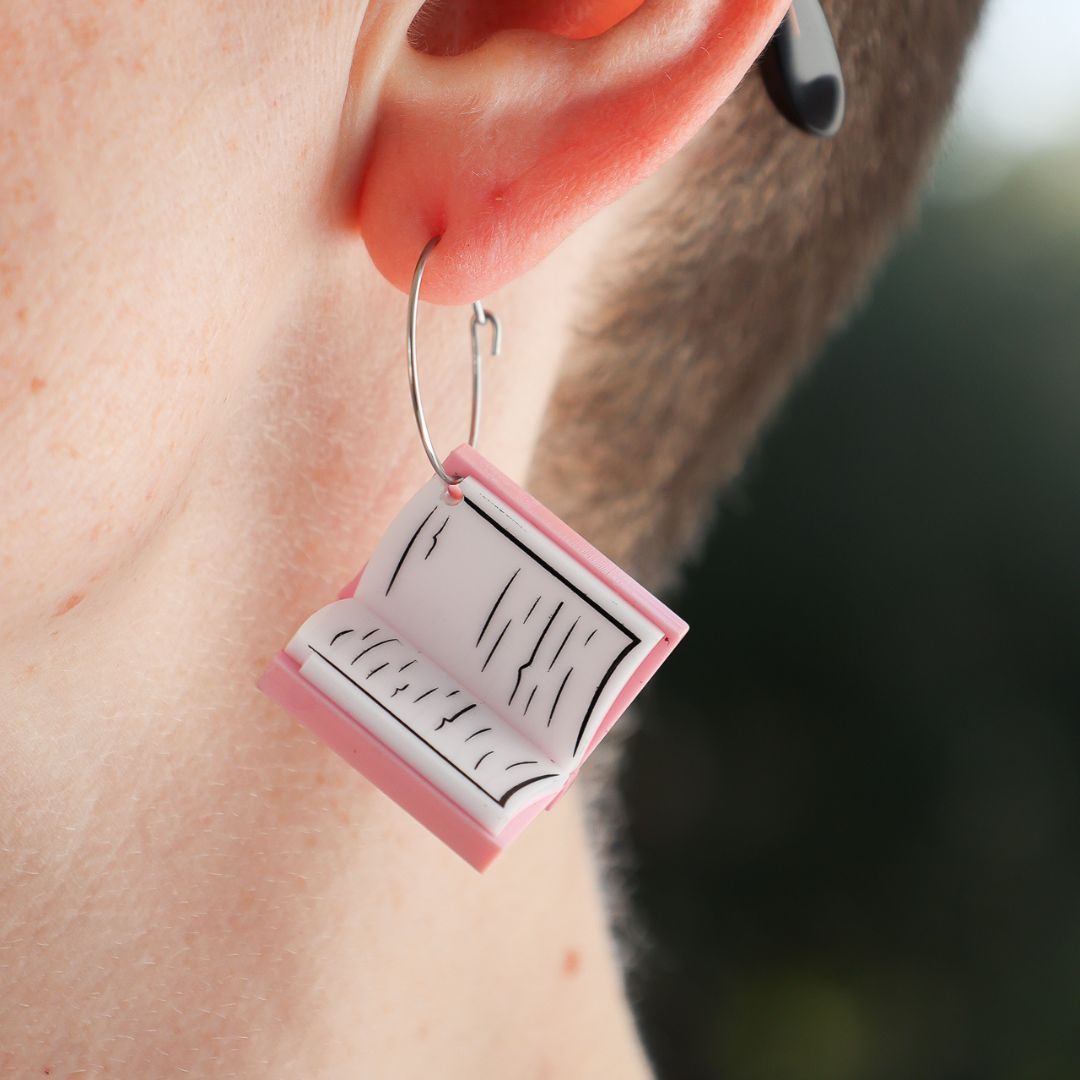 3D Book Earrings - Second-Chance Romance - Handmade Bookish Jewellery