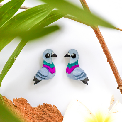 BINKABU Common Pigeon Studs handmade acrylic bird earrings