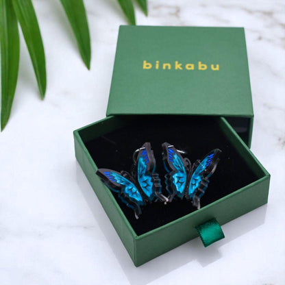 The Ulysses - 3D Butterfly Hoop Earrings - Handmade Acrylic Jewellery