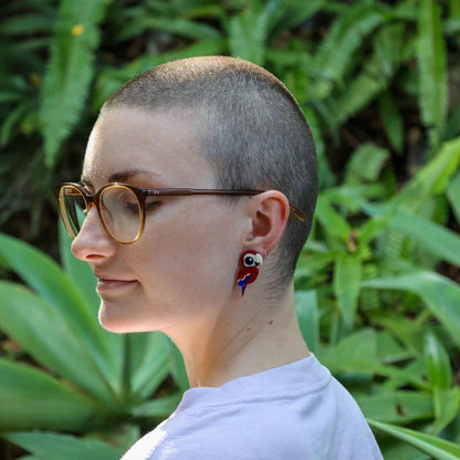 BINKABU Scarlet Macaw Handmade Acrylic Bird Earrings