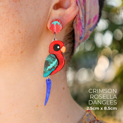 BINKABU King Parrot handmade acrylic bird earrings