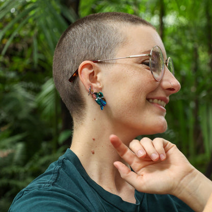 BINKABU Tūī studs handmade acrylic bird earrings