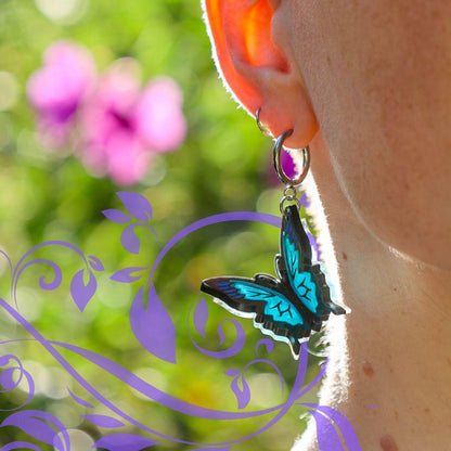 The Ulysses - 3D Butterfly Hoop Earrings - Handmade Acrylic Jewellery