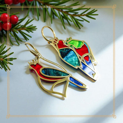 LIMITED EDITION: Three Wise King Parrots - Mismatched Hoop Earrings - 2025 Christmas Collection