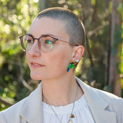 BINKABU Rainbow Bee-Eater handmade acrylic bird earrings