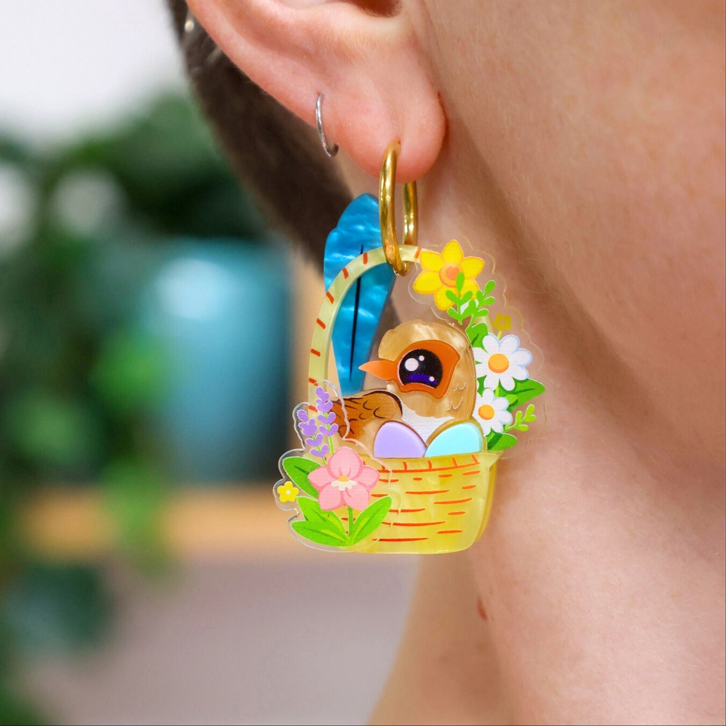 Fairywren Easter Basket Hoop Earrings BINKABU